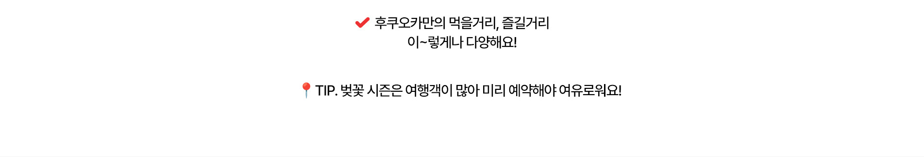 ✔️ 후쿠오카만의 먹을거리, 즐길거리 이~렇게나 다양해요! | 🎈 TIP.벚꽃 시즌은 여행객이 많아 미리 예약해야 여유로워요!